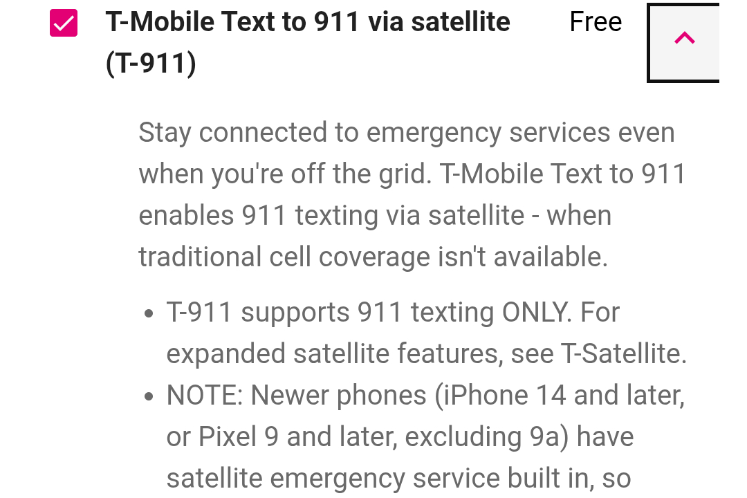 Text to 911 option on T-Mobile T-Life app