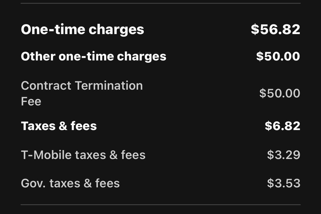 T-Mobile contract termination fee